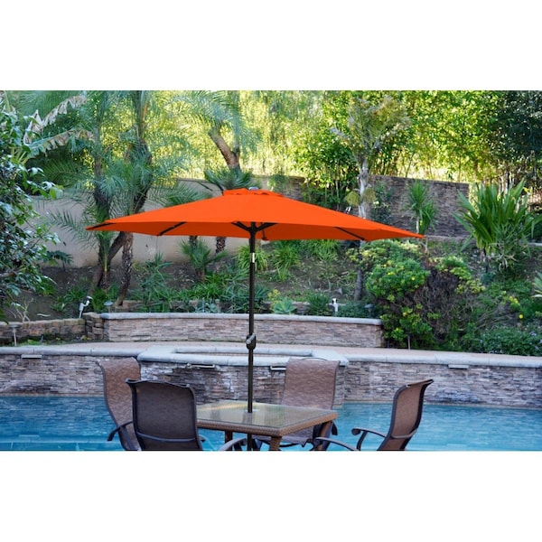 Jeco 9 ft. Aluminum Patio Market Umbrella Tilt with Crank - Orange Fabric & Black Pole - UBP92-UBF99