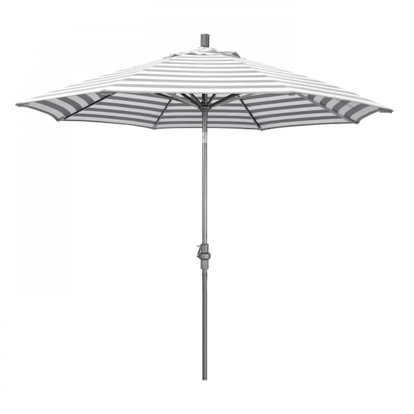 California Umbrella Patio Umbrella, Octagon, 102.38" H, Olefin Fabric, Gray White Cabana Stripe - 194061016718
