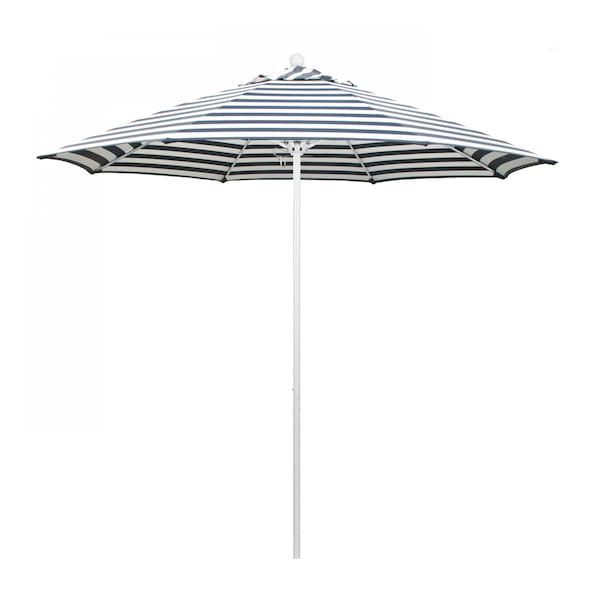 California Umbrella Patio Umbrella, Octagon, 103" H, Olefin Fabric, Navy White Cabana Stripe - 194061007778