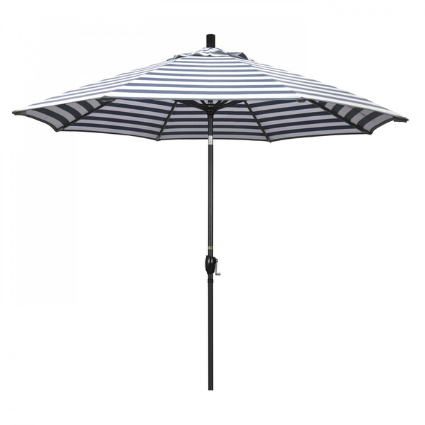 California Umbrella Patio Umbrella, Octagon, 101" H, Olefin Fabric, Navy White Cabana Stripe - 194061035283