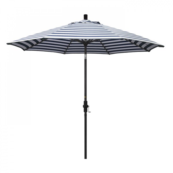 California Umbrella Patio Umbrella, Octagon, 102.38" H, Olefin Fabric, Navy White Cabana Stripe - 194061019429
