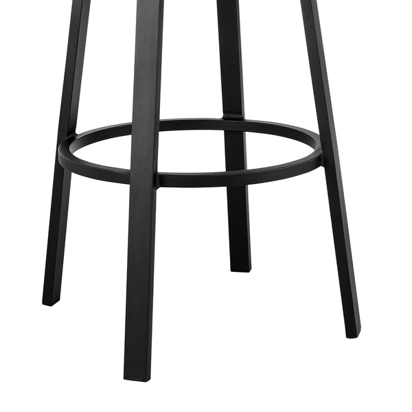 Armen Living Encinitas Outdoor Patio Counter Height Swivel Bar Stool in Aluminum and Wicker with Gray Cushions - LCECBAGR26