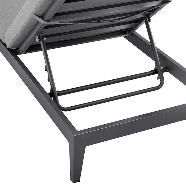Armen Living Argiope Outdoor Patio Adjustable Chaise Lounge Chair in Aluminum with Gray Cushions - 840254333017