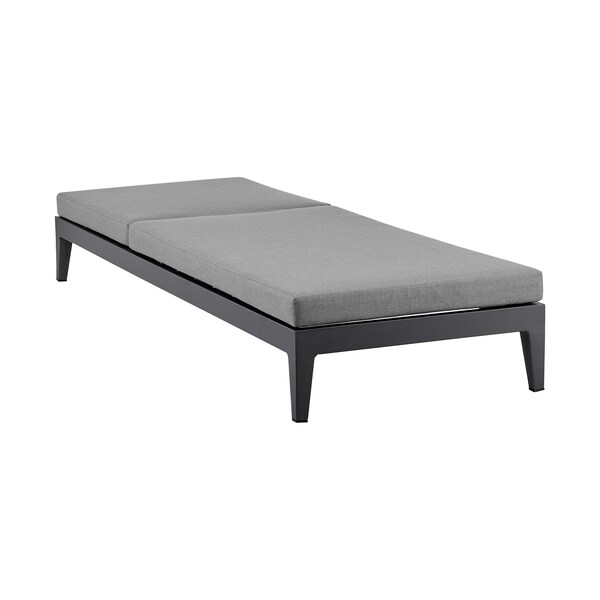 Armen Living Argiope Outdoor Patio Adjustable Chaise Lounge Chair in Aluminum with Gray Cushions - 840254333017