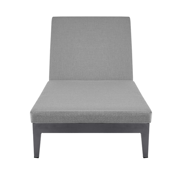Armen Living Argiope Outdoor Patio Adjustable Chaise Lounge Chair in Aluminum with Gray Cushions - 840254333017