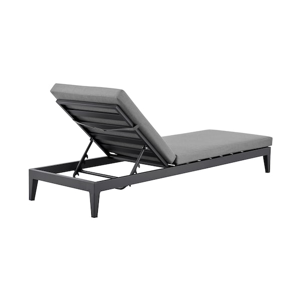 Armen Living Argiope Outdoor Patio Adjustable Chaise Lounge Chair in Aluminum with Gray Cushions - 840254333017