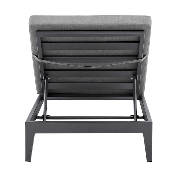 Armen Living Argiope Outdoor Patio Adjustable Chaise Lounge Chair in Aluminum with Gray Cushions - 840254333017