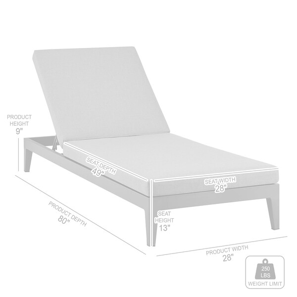 Armen Living Argiope Outdoor Patio Adjustable Chaise Lounge Chair in Aluminum with Gray Cushions - 840254333017