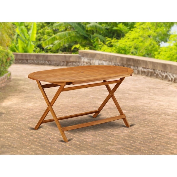 East West Furniture Diboll Oval Foldable Patio Acacia Solid Wood Dining Table - Natural Oil - BDITFNA