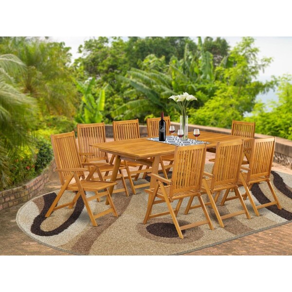 Invernadero 9 Piece Denison Outdoor Dining Table Set - Natural Oil - IN2243223