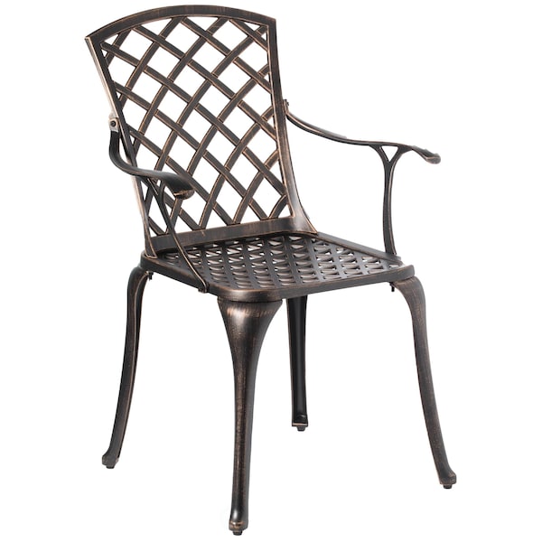 Gardenised Outdoor and Indoor Bronze Dining Set 4 Chairs with 1 Table Bistro Patio Cast Aluminum. - QI003960.BZ