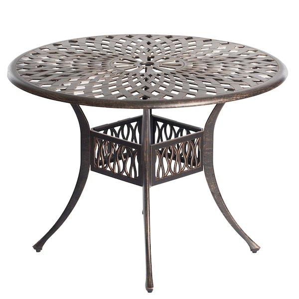 Gardenised Outdoor and Indoor Bronze Dining Set 4 Chairs with 1 Table Bistro Patio Cast Aluminum. - QI003960.BZ