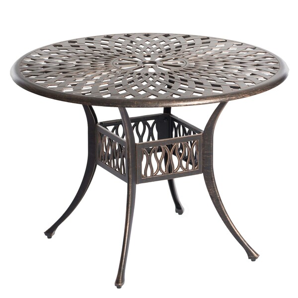Gardenised Outdoor and Indoor Bronze Dining Set 4 Chairs with 1 Table Bistro Patio Cast Aluminum. - QI003960.BZ