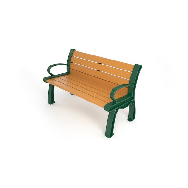 Frog Furnishings Cedar 4' Heritage Bench with Green Frame - PB 4CEDGFHER