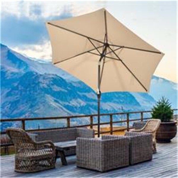 Costway 10 ft. Outdoor Market Patio Table Umbrella with Push Button Tilt Crank Lift, Beige - OP70704BE