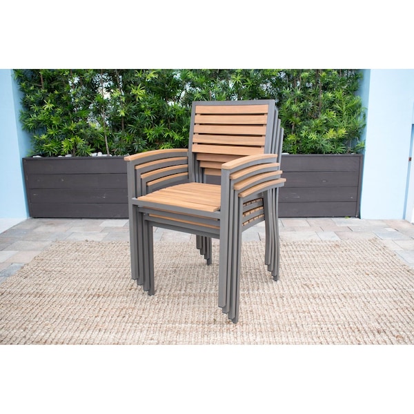 Panama Jack Outdoor Panama Jack Boca Grande Stackable Dining Armchairs Set of 2 - PJO-3201-GRY-AC-CUSH-SET2
