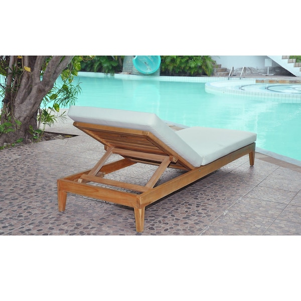 Panama Jack Outdoor Panama Jack Bali Teak Chaise Lounge with Cushion - PJO-3601-NAT-CL-CUSH