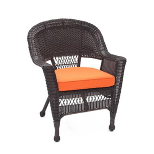Propation W00201-4-C-FS016-CS Espresso Wicker Chair with Orange Cushion, 4PK - PR2999019