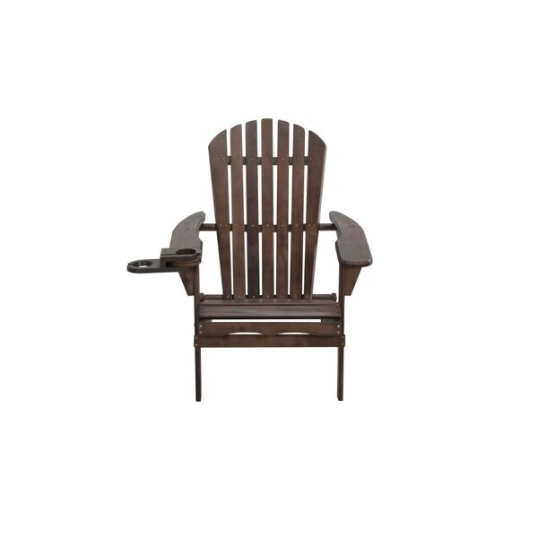 Bold Fontier 35 x 32 x 28 in. Foldable Adirondack Chair with Cup Holder, Dark Brown - BO3285715