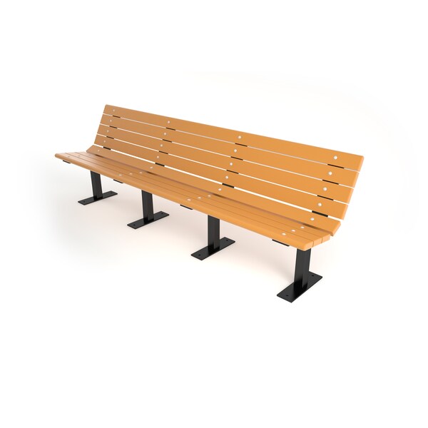 Frog Furnishings Cedar 8' Contour Bench Surface Mount w/ Black Frame - PB 8CEDBFCON