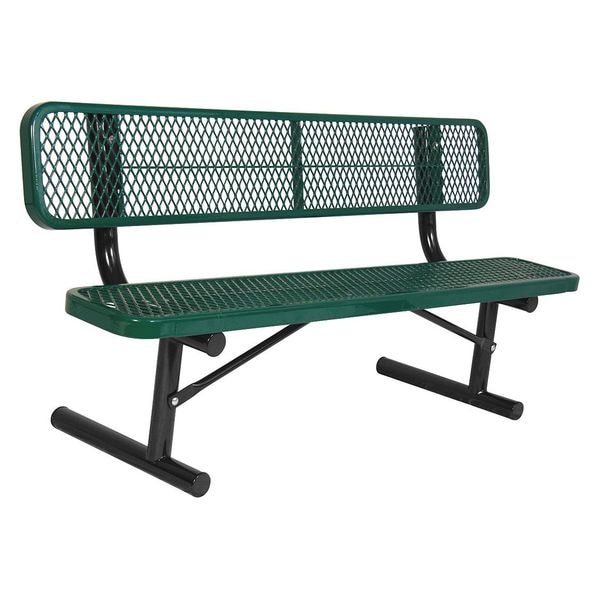 Ultrasite Portable Commercial Park Bench W/Back, Green - 940P-V6-GREEN