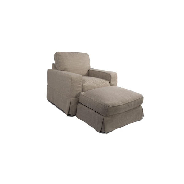 Next2Nature 37.8 x 38.6 x 39.4 in. Americana Slipcovered Chair &  Ottoman in Linen - NE1209168