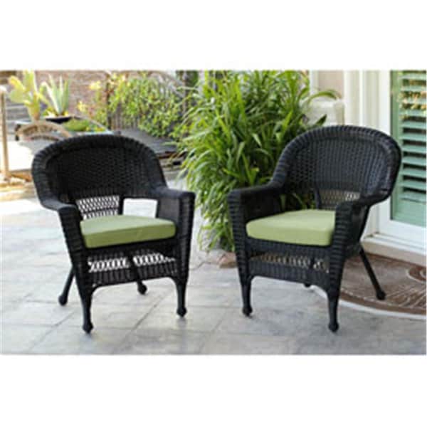 Propation W00207-C-2-FS029-CS Black Wicker Chair with Green Cushion - PR907768