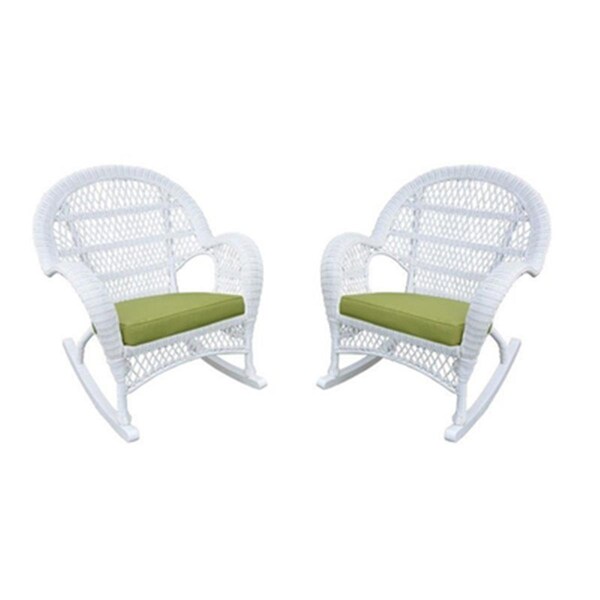 Propation W00209-R-4-FS029-CS White Wicker Rocker Chair with Green Cushion - PR1363950