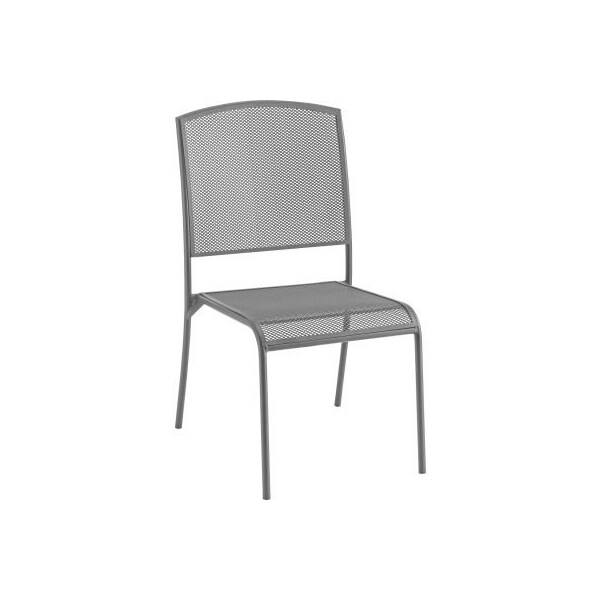 Gec Interion Outdoor Caf Armless Stacking Chair, Steel Mesh, Gray, 4 Pack - 262086GY