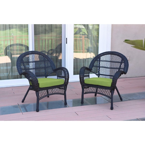 Propation W00211-C-2-FS029 Santa Maria Black Wicker Chair with Green Cushion - PR1363957