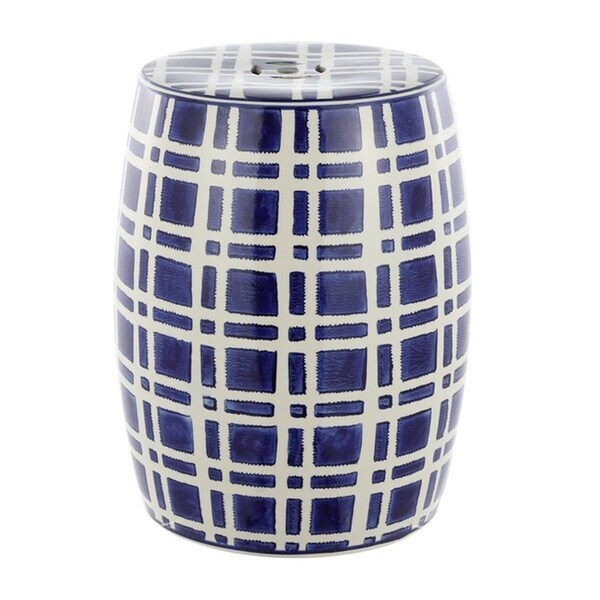 Safavieh 18.25 in. Eytan Ceramic Garden Stool, Navy & White - ACS4602A