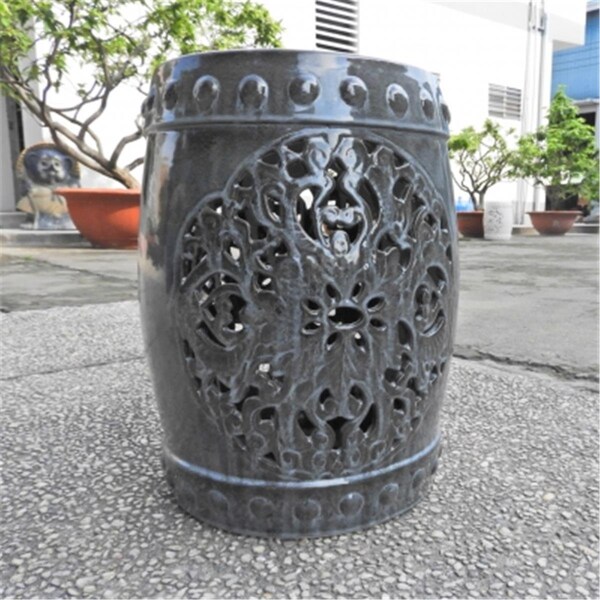 International Caravan Isfahani Garden Stool, Gey - SLG-8200-FGY