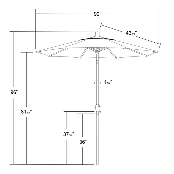 California Umbrella 7.5' Grey Aluminum Market Patio Umbrella, Sunbrella Gateway Mist - 194061338155