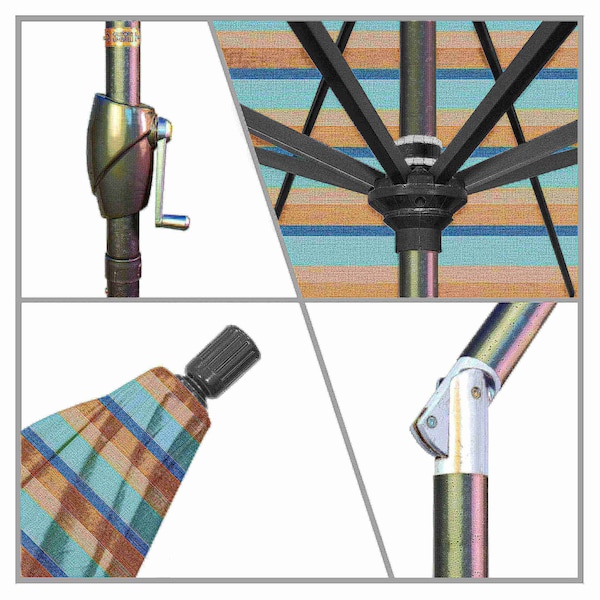 California Umbrella 7.5' Grey Aluminum Market Patio Umbrella, Sunbrella Gateway Mist - 194061338155