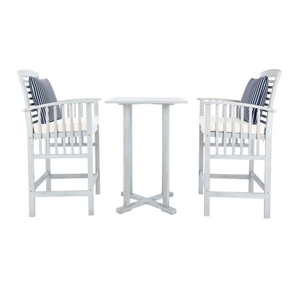 Safavieh Pate Bar Height Bistro Set - Grey Beige & Navy - 3 Piece - PAT7043H