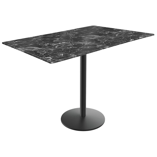Holland Bar Stool Co 36 Tall OD214 Black Table Base w22 Diameter foot and 32x48 Black Marble Top, IndoorOutdoor - OD214-2236BWODS3248BM