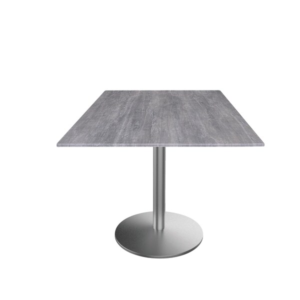 Holland Bar Stool Co 30 Tall OD214 St Steel Table Base w22 Dia Foot and 36x36 Square Greystone Top, IndoorOutdoor - OD214-2230SSODS36SQGRYSTN