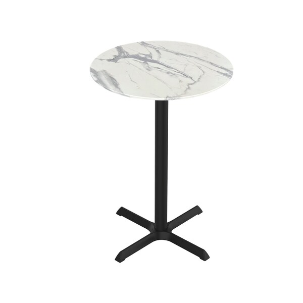 Holland Bar Stool Co 36 Tall OD211 Black Table Base w30x30 Foot and 36 Diameter White Marble Top, IndoorOutdoor - OD211-3036BWODS36RWM