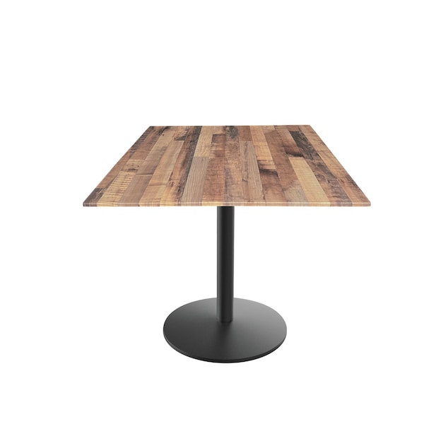 Holland Bar Stool Co 30 Tall OD214 Black Table Base w22 Diameter Foot and 36x36 Square Rustic Top, IndoorOutdoor - OD214-2230BWODS36SQRUSTIC