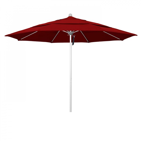 California Umbrella Patio Umbrella, Octagon, 107" H, Sunbrella Fabric, Jockey Red - 194061000083