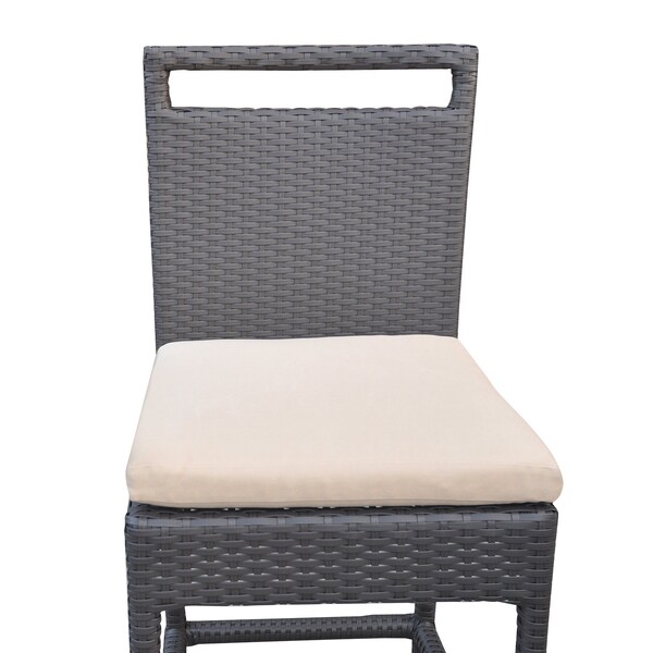 Armen Living Tropez Outdoor Patio Wicker Barstool with Water Resistant Beige Fabric Cushions - LCTRBABE