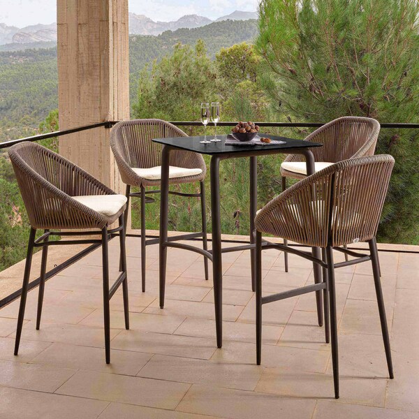 Skyline Design Rodona Square Pub Table with Glass - 24162-CMA-RO-GL
