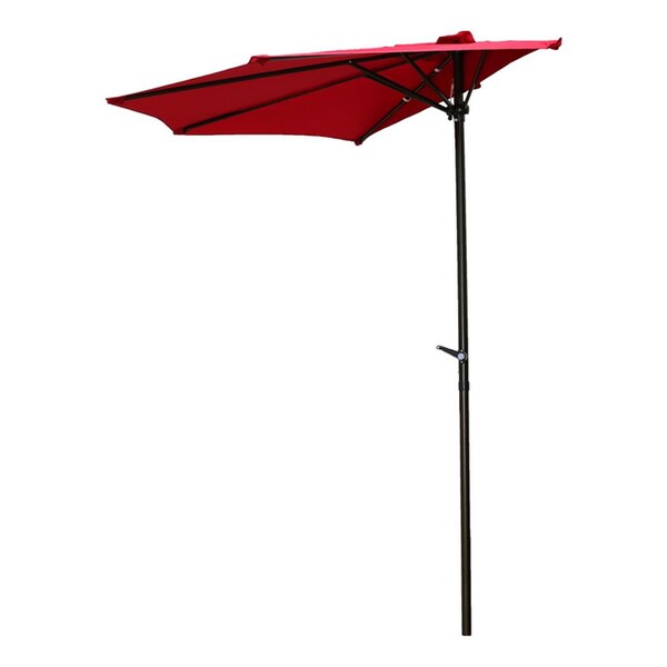 International Caravan 9 ft. Half Round Wall Hugger Umbrella, Ruby Red - YF-1147-2.7M-RR