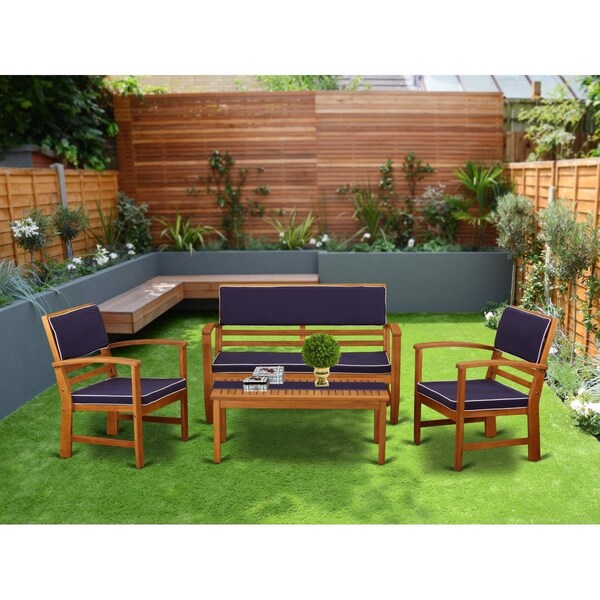 East West Furniture 4 Piece Coppell Furniture Set - Natural Oil - BCOSSNA