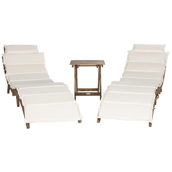 Safavieh Pacifica 3 Piece Lounge Set- Teak Brown and Beige - PAT7020B