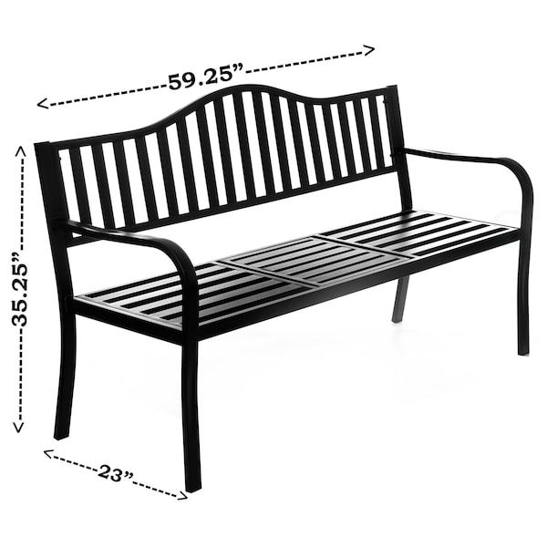 Gardenised Outdoor Powder Coated Steel Park Bench, Garden Bench with Pop Up Middle Table, Lawn Decor Seating Bench for Yard, Patio, Garden, Balcony, and Deck - QI003461L
