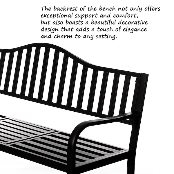 Gardenised Outdoor Powder Coated Steel Park Bench, Garden Bench with Pop Up Middle Table, Lawn Decor Seating Bench for Yard, Patio, Garden, Balcony, and Deck - QI003461L