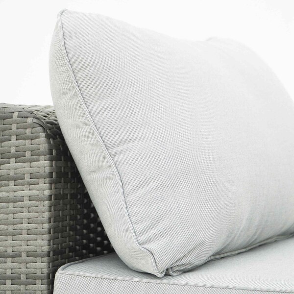 Deko Living Outdoor Sectional Wicker Sofa, Chairs and Table, 8 Pieces, Gray w/Blue and Gray Cushion Covers - COP30111