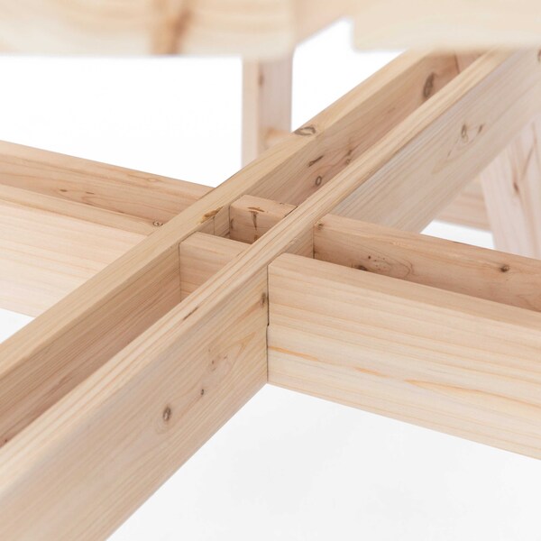 Gardenised Outdoor Round Picnic Table with Bench, 8-Person, Natural Wood - QI003903.N