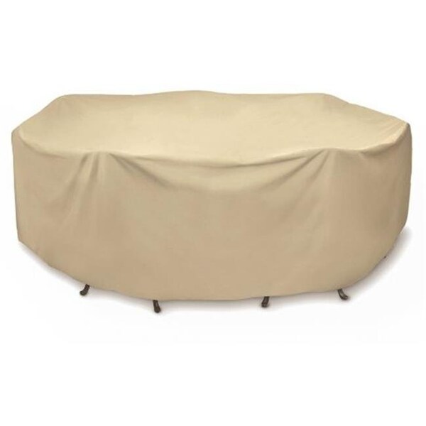 Two Dogs Designs Two Dogs Designs 108 in. Round Table Set Cover - Khaki - 2D-PF108005